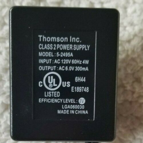 New 6V 350mA Thomson 5-2495A Class 2 Transformer Power Supply Ac Adapter